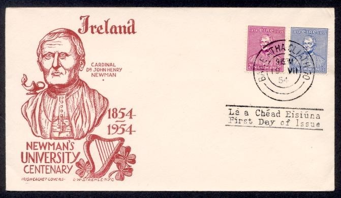 IRELAND 1954 NEWMAN STAEHLE FDC UNADDRESSED