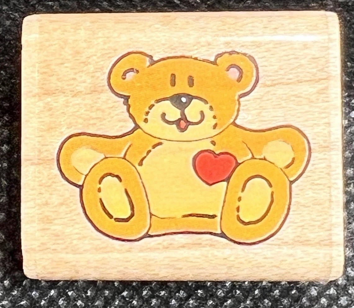 Rubber Stampede HUG ME TEDDY BEAR STUFFED ANIMAL Wood MOUNT Rubber Stamp TOY