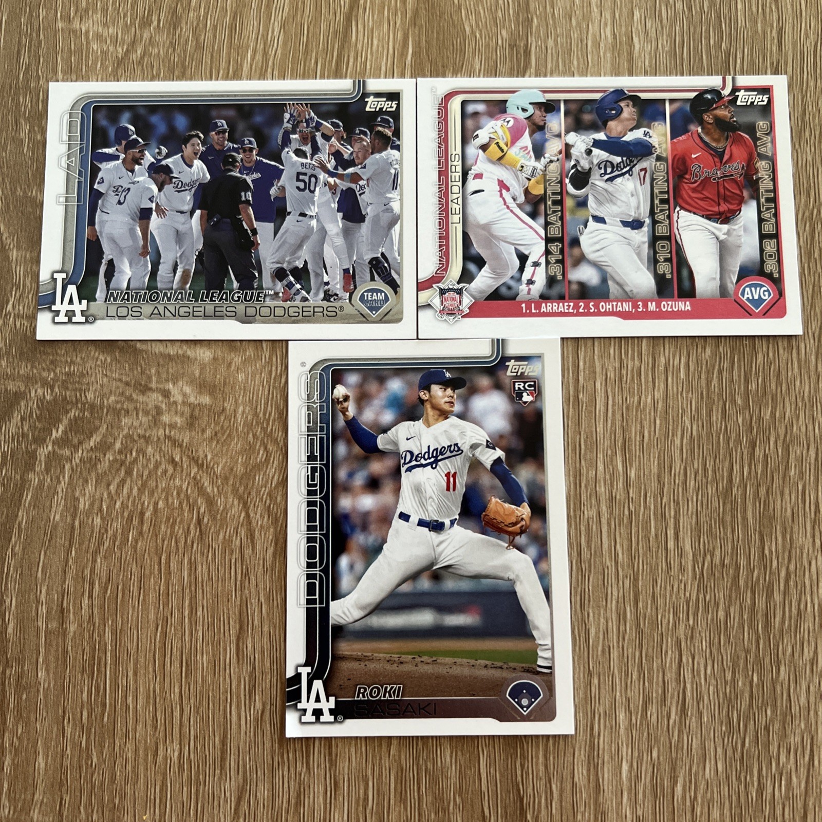 2025 Topps Series 2 Roki Sasaki Rookie Card #558 LA Dodgers Base & 2 extra cards