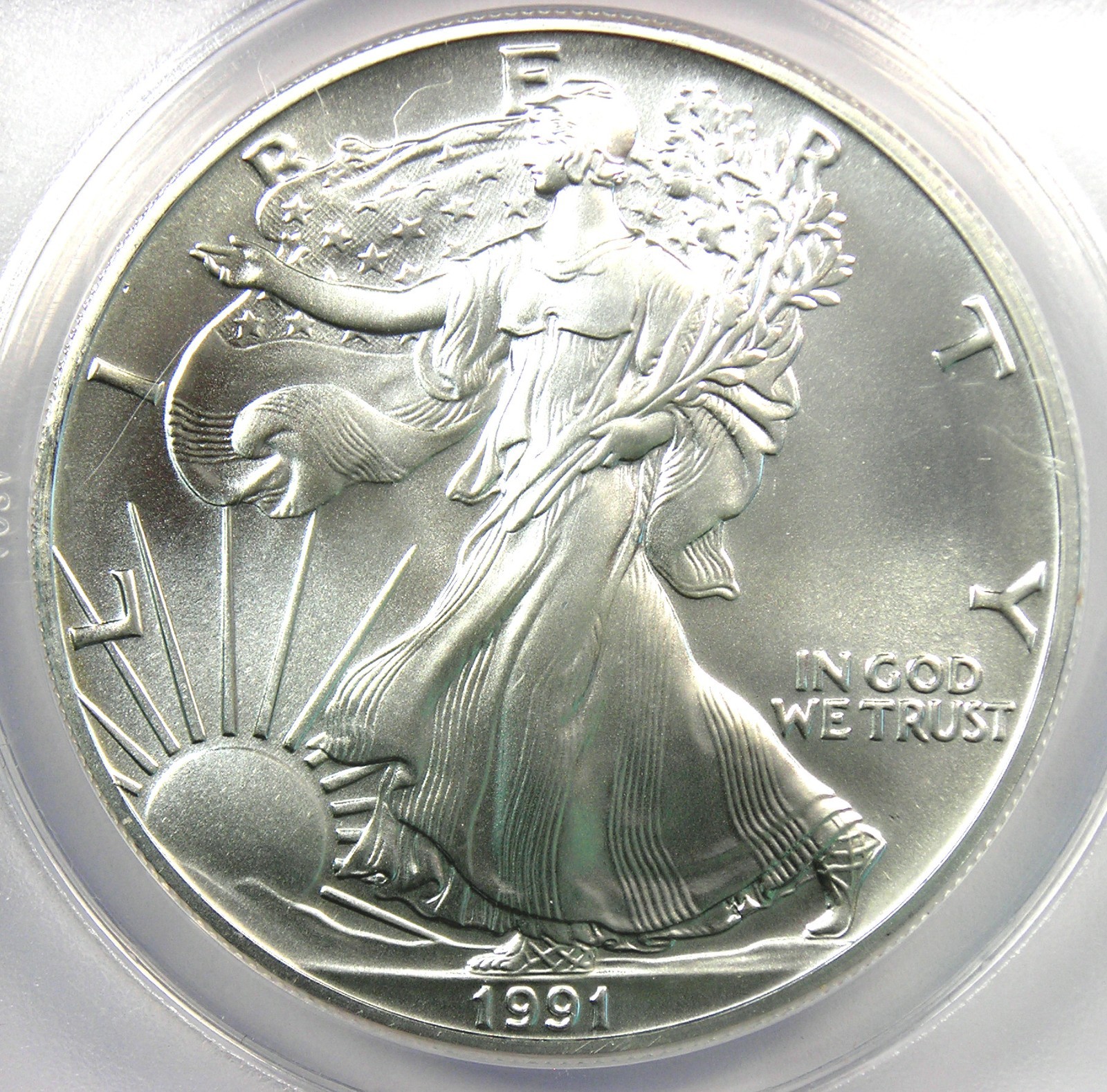 1991 American Silver Eagle Dollar $1 ASE -  ANACS MS70 - Rare Date in MS70
