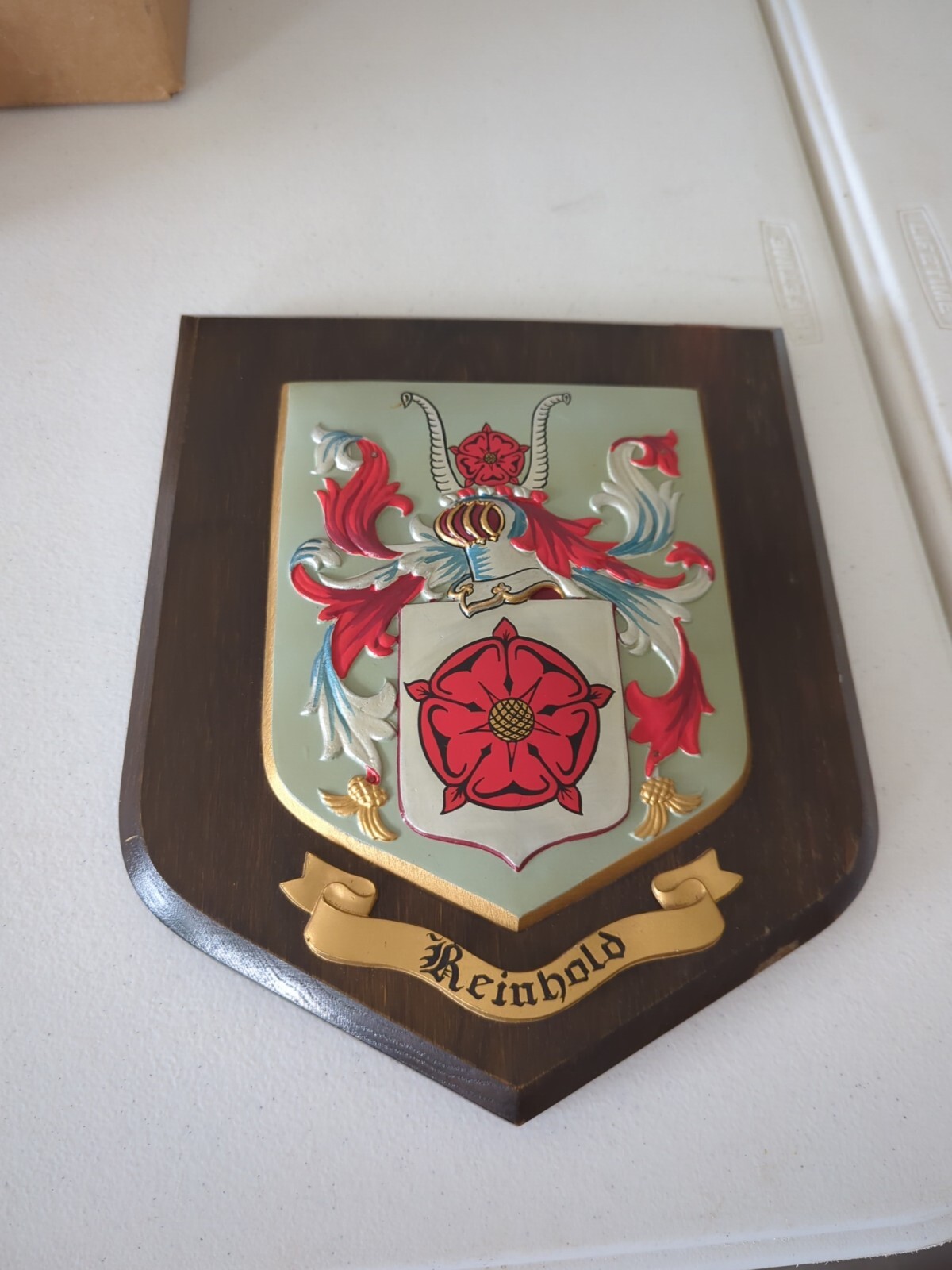 Coat Of Arms  Wooden Plaque Reinhold Family Crest 12x10" Wall Hanging Shield