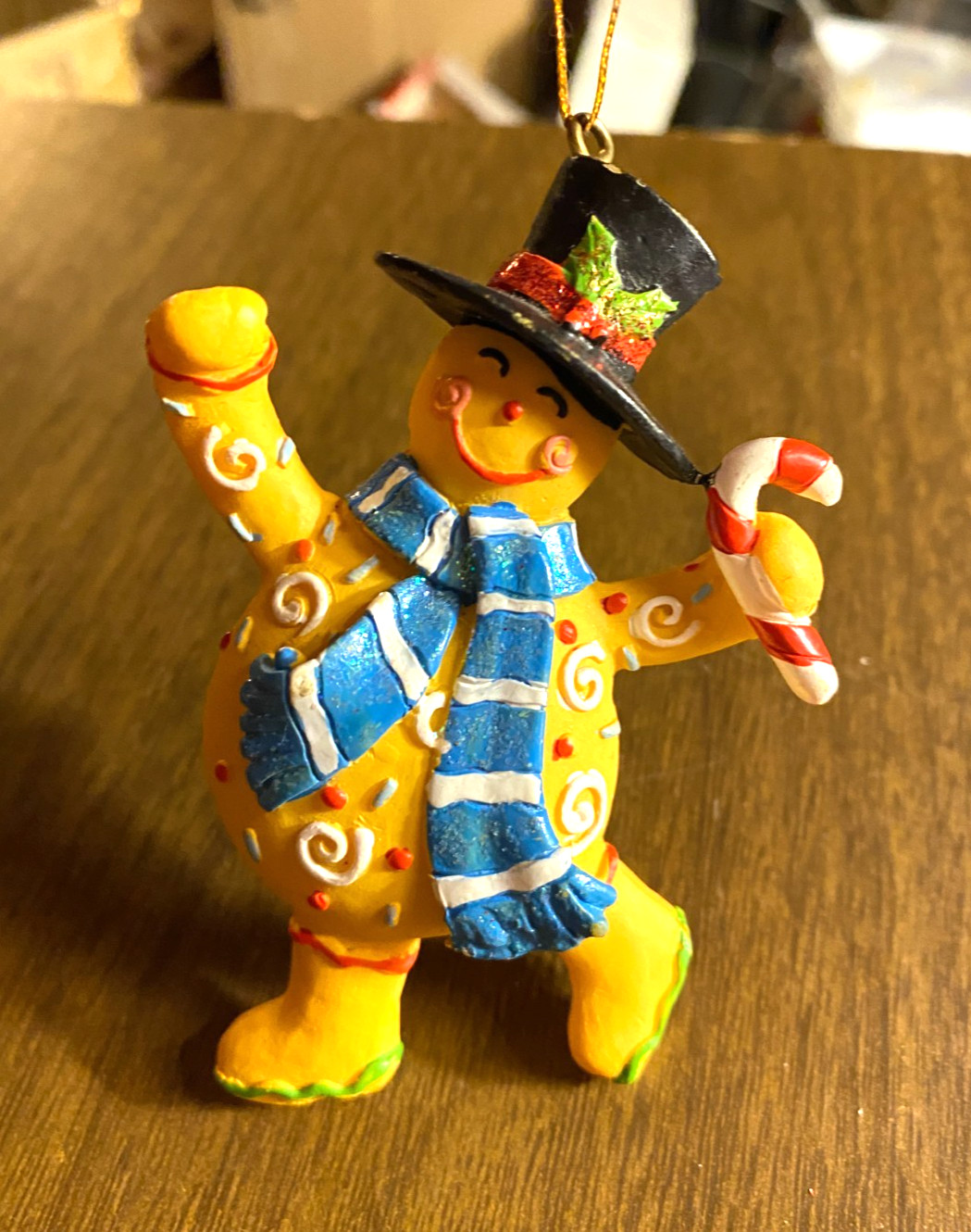 3D Gingerbread Snowman Resin Christmas Ornament 3 1/2"