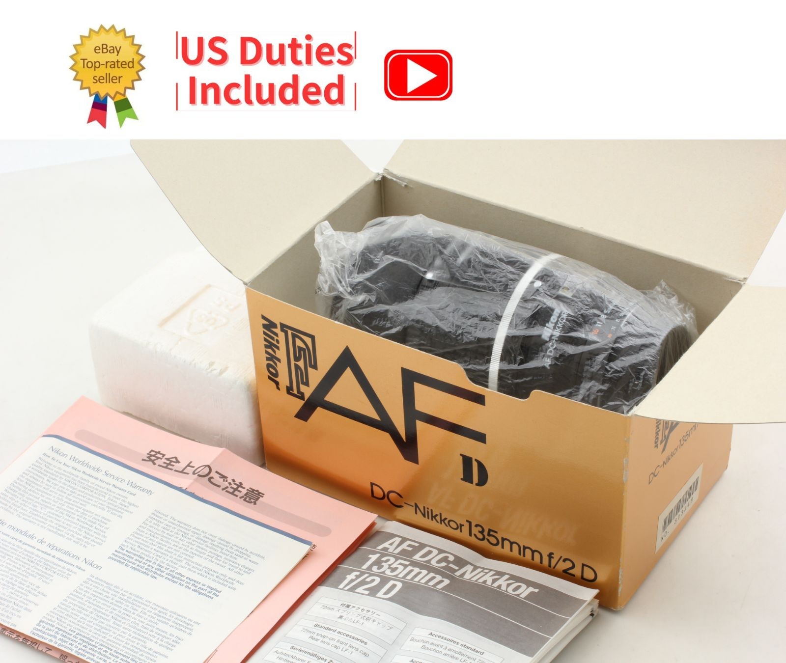 [MINT in Box] Nikon AF DC Nikkor 135mm f/2 D Telephoto Lens F Mount From JAPAN