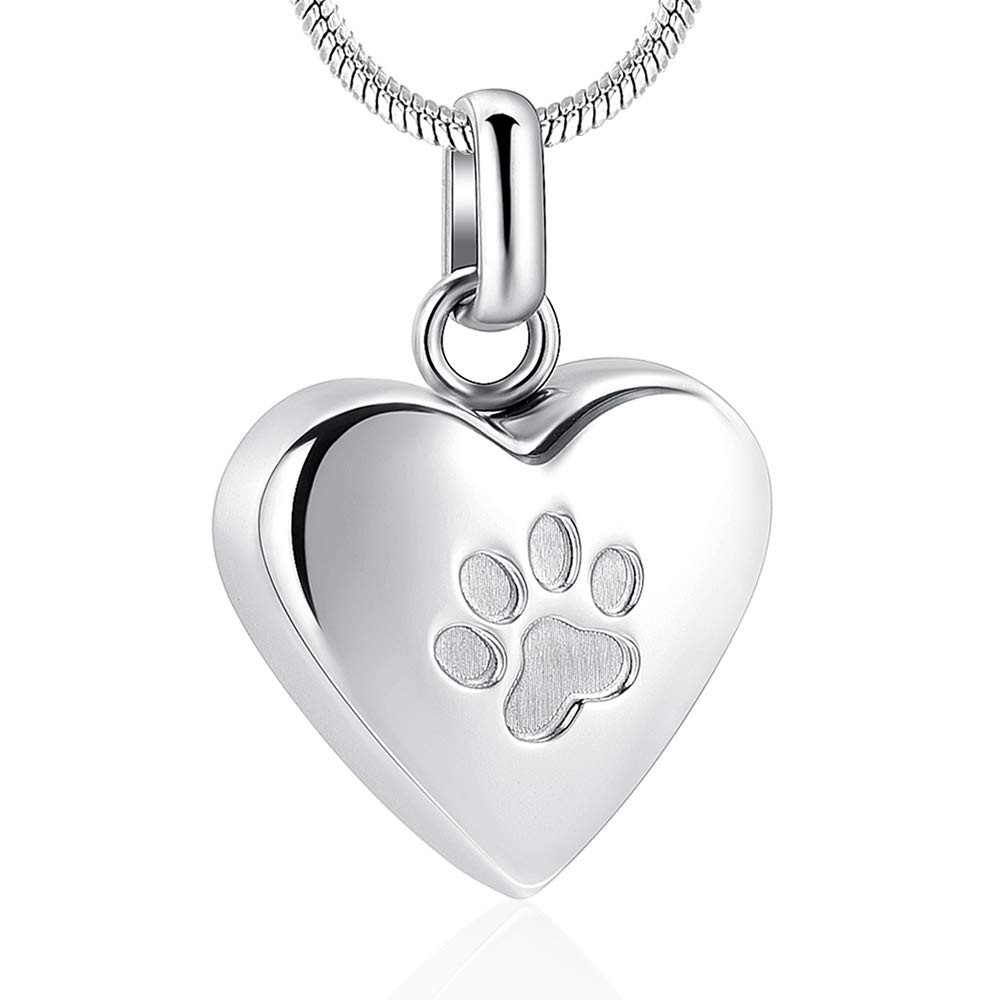 zeqingjw Pet Cremation Jewelry for Ashes Pendant Paw Print Heart Urn Necklace...