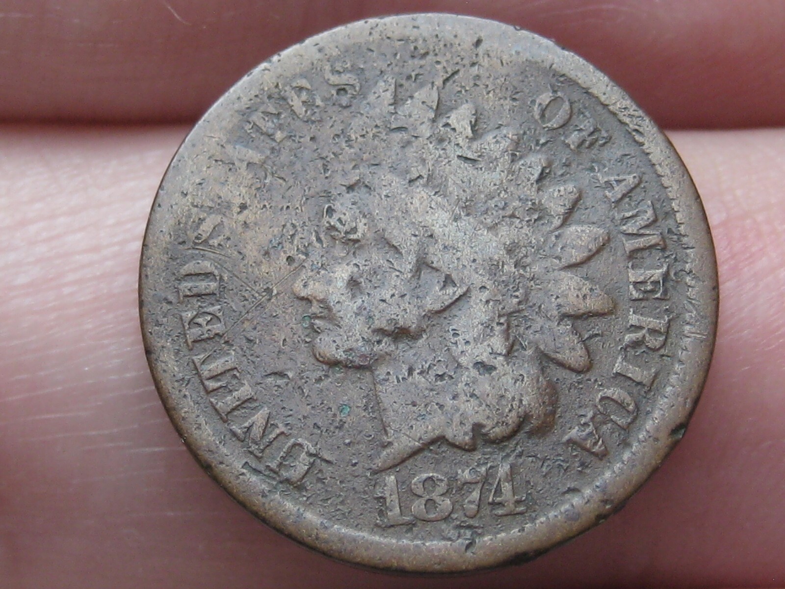 1874 Indian Head Cent Penny- VG/Fine Details