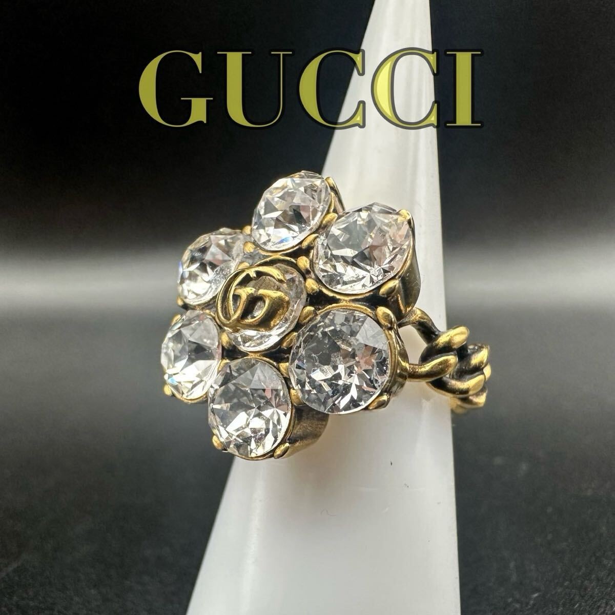 Excellent condition GUCCI Crystal Marmont Ring 1684