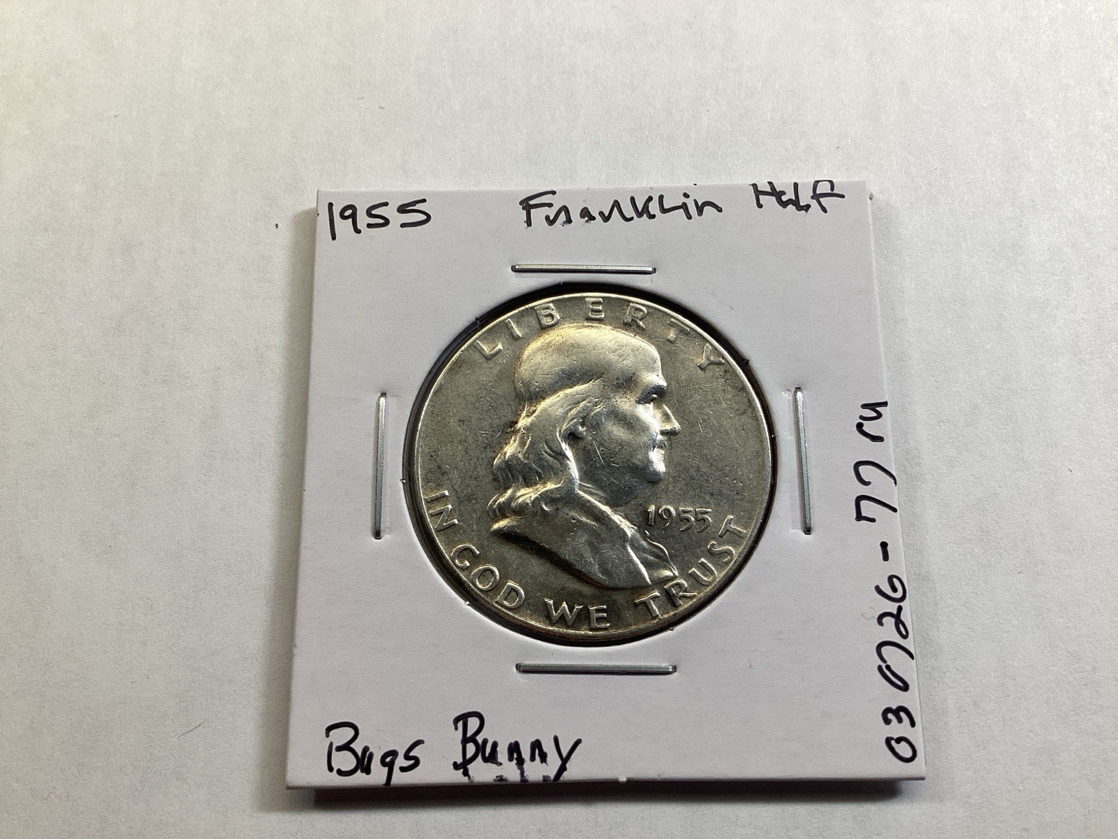 1955 Franklin Half Dollar Bugs Bunny Variety 90% Silver Half Dollar 030726 77ru
