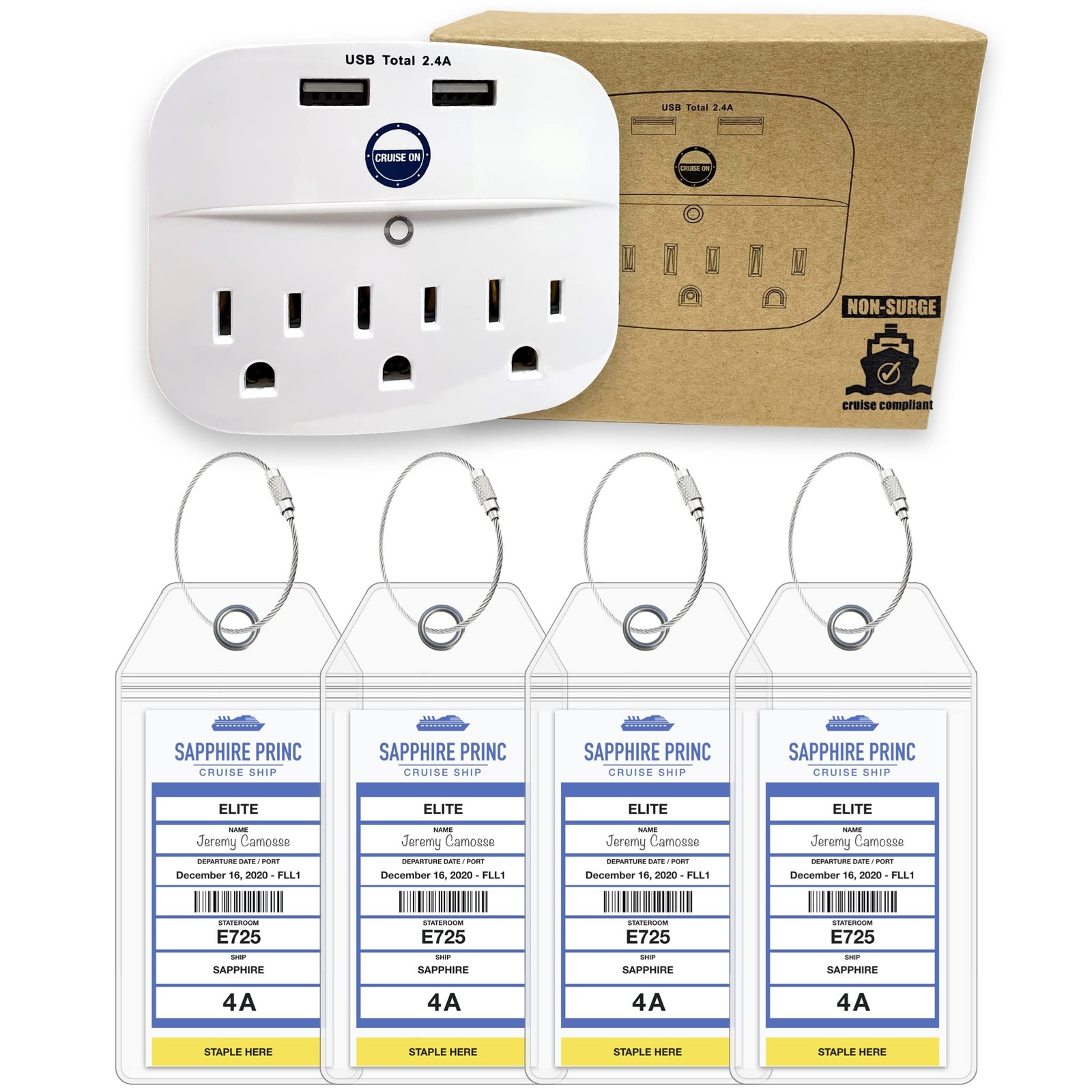 Princess Cruise Essentials (2 Items) Luggage Tags & Cruise Power Strip