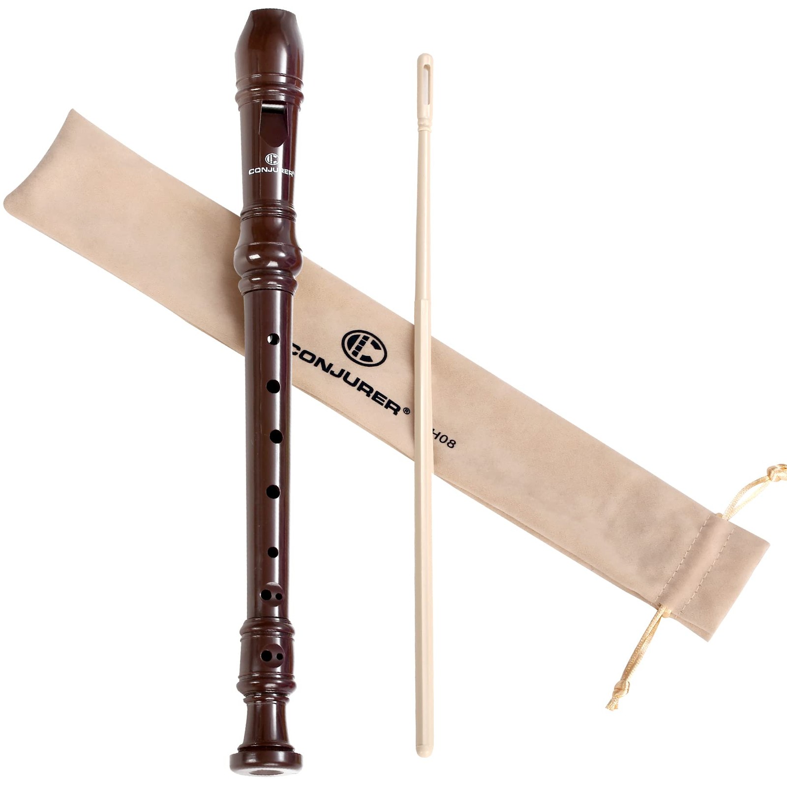 Soprano Recorder Instrument for Beginners 8 hole German-style, Brown (ABS) 