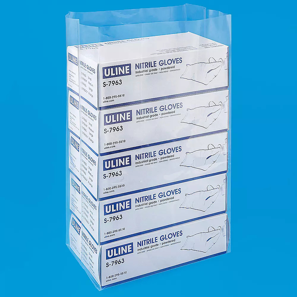 Pack of 500 10 x 6 x 20" 3 Mil Gusseted Poly Bags