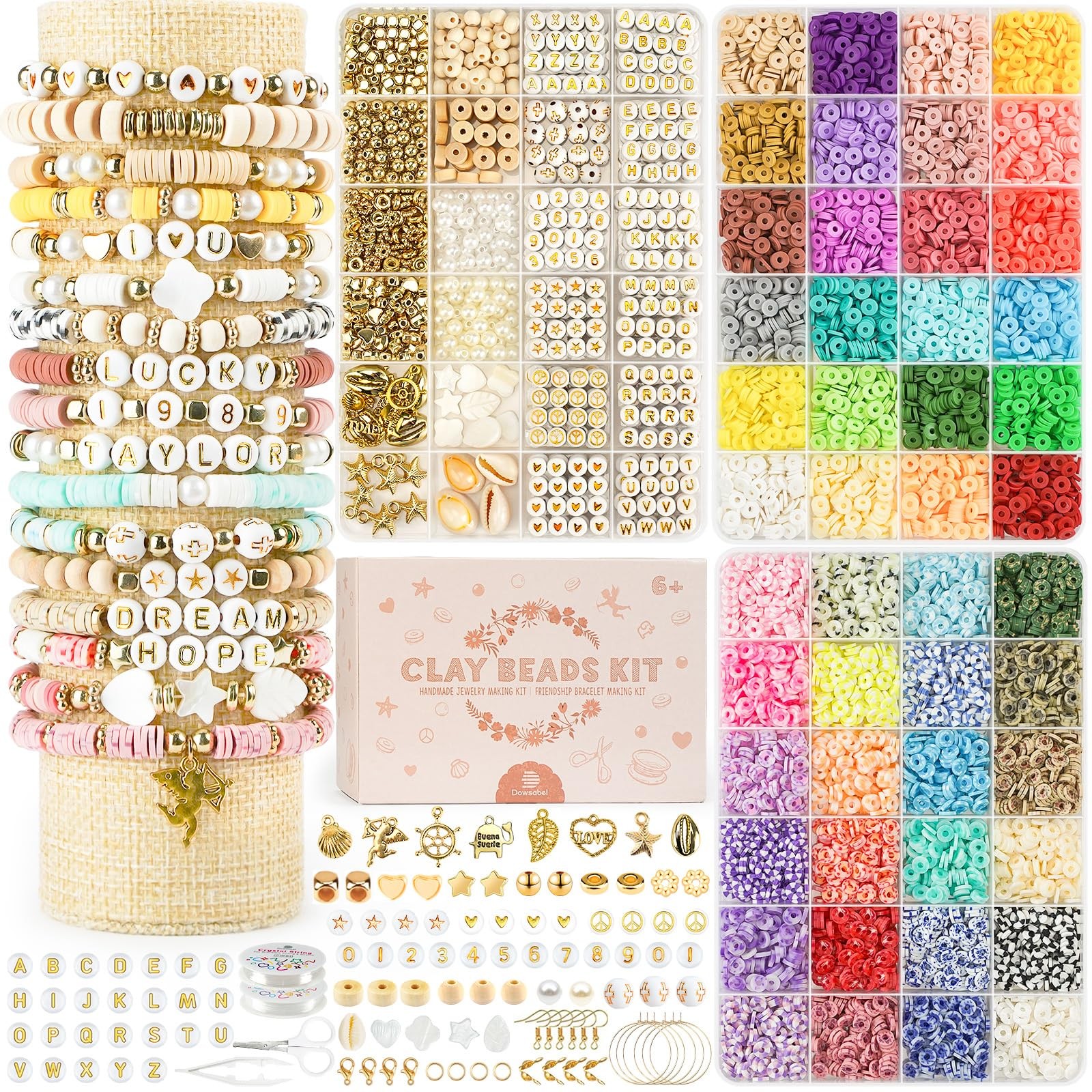 Clay Beads 3 Boxes Bracelet Making Kit, 10800pcs Beads for Jewelry Making, Le...