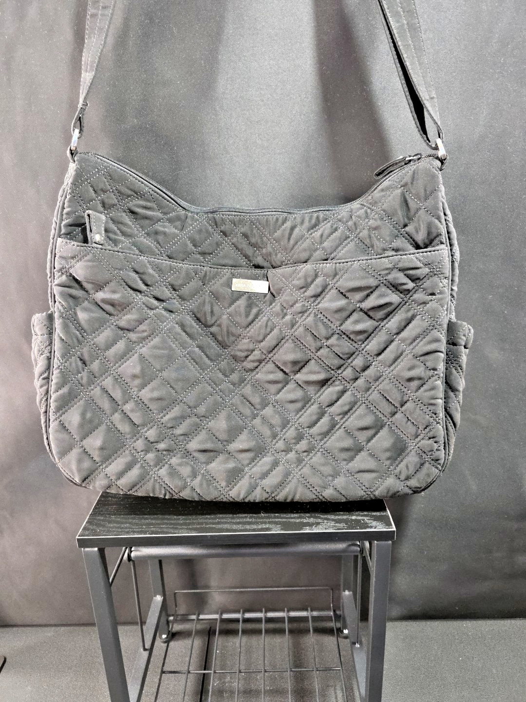 Vera Bradley Diaper Bag Black Quilted Zebra Print Vinyl Lining