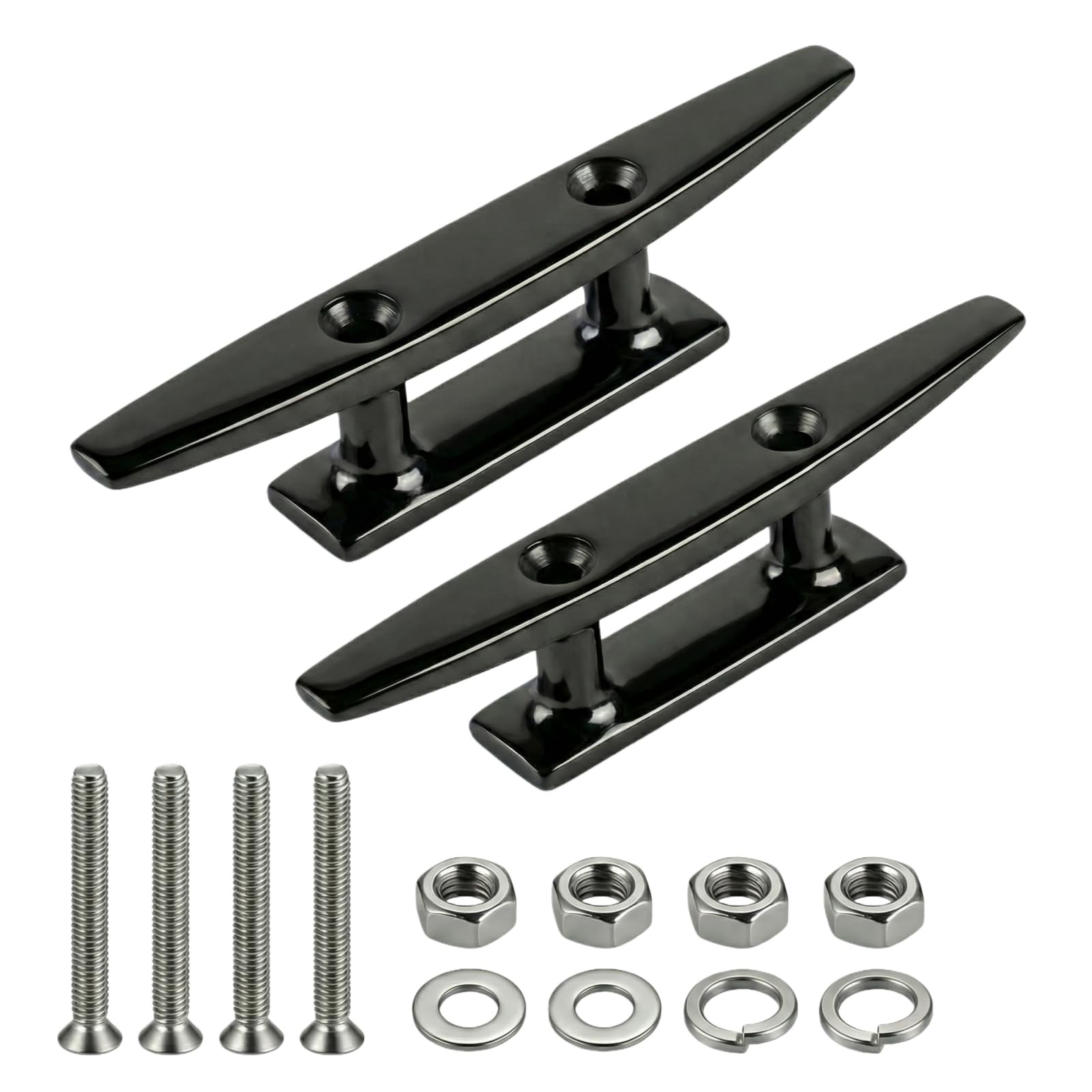 Dock Cleats 5 Inch, Black 316 Stainless Steel Boat Cleats Heavy Duty with Mou...