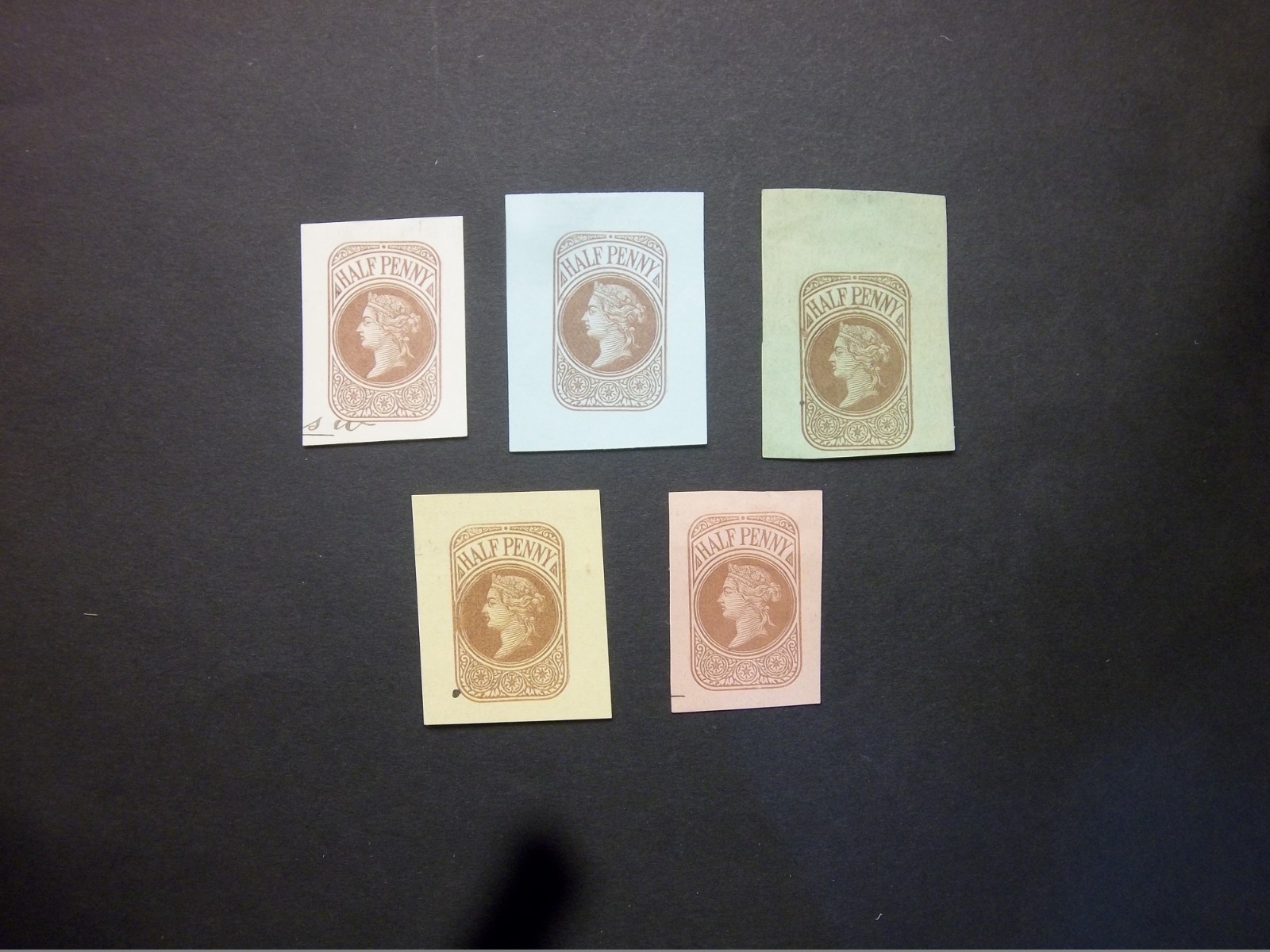 Stationery 5x QV 1/2d Admiralty Enrolment Form Cut Outs various colours H&B LO71