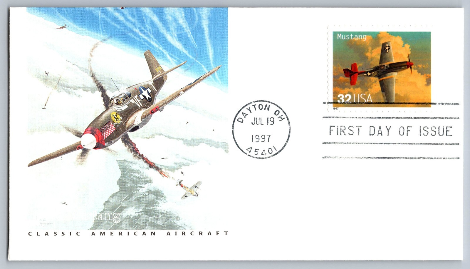 1997 Fleetwood Classic American Airplanes Mustang FDC