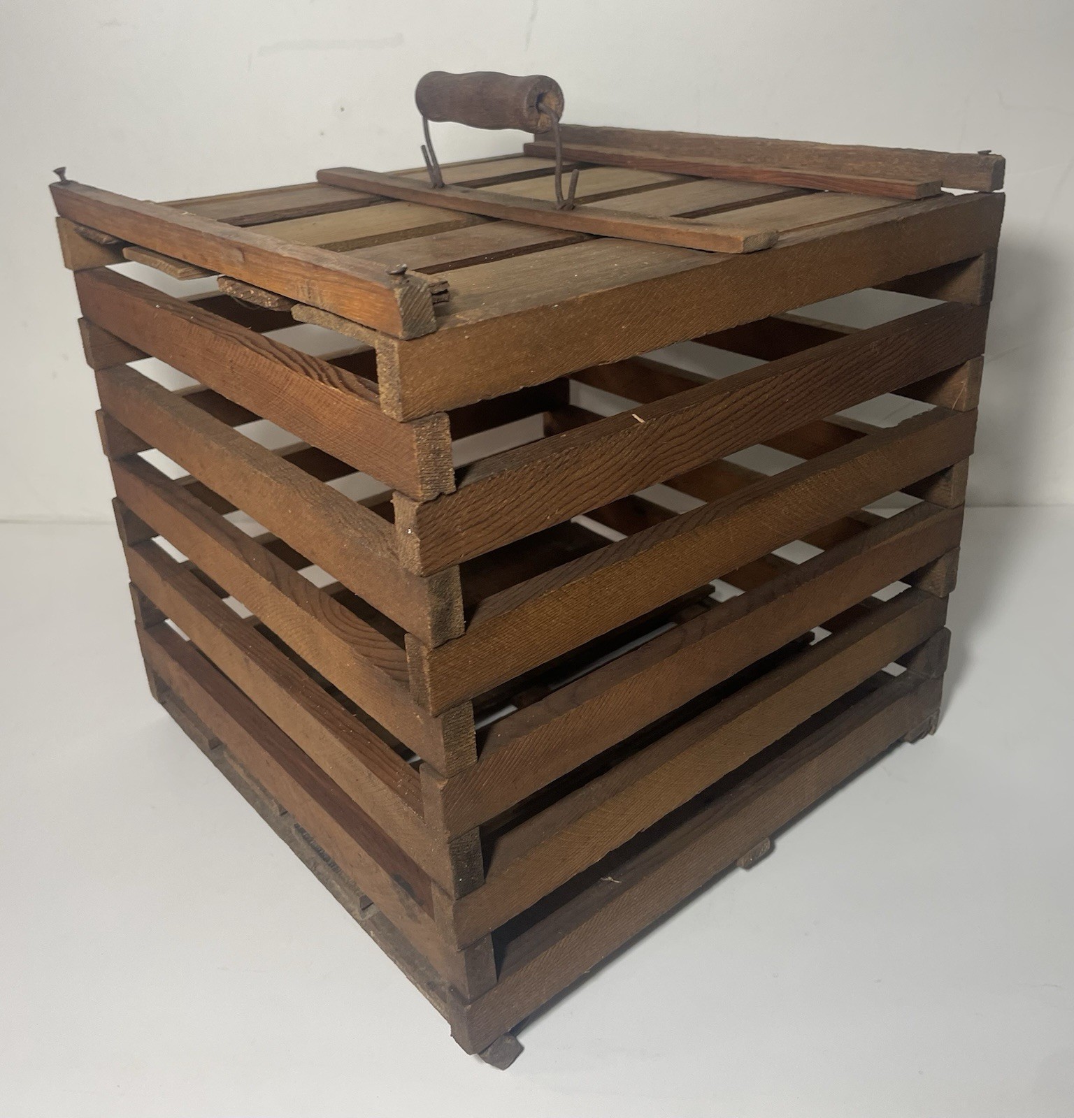 Antique Wooden Egg Crate 13" x 12-1/2" x 12-1/2"