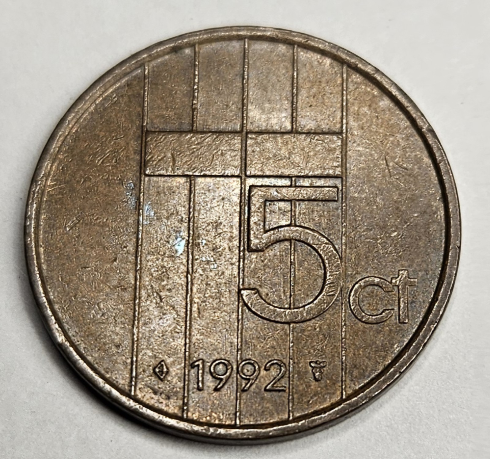 1992 Netherlands 5 Five Cents - Bronze Coin - Dutch - World Coin 