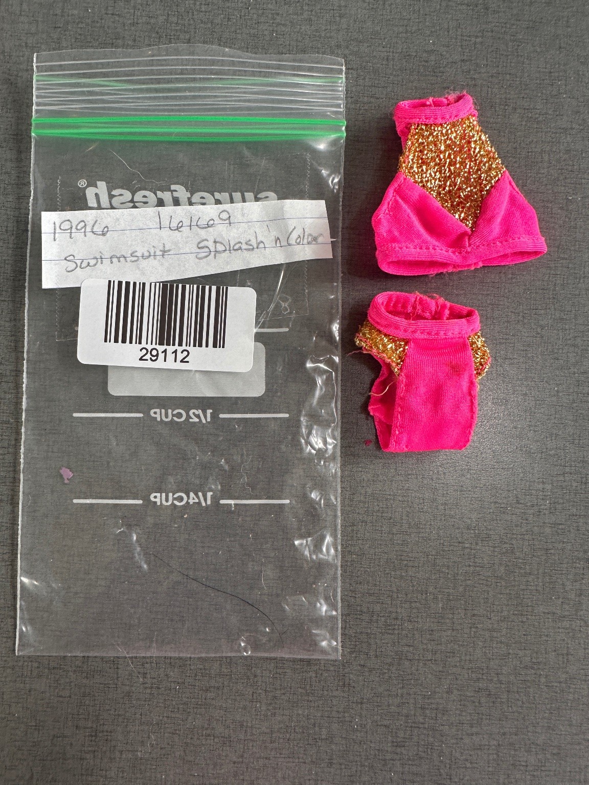 Barbie Swimsuit Splash n Color 12 in Pink Gold Glitter 2-Pc 1le1c09