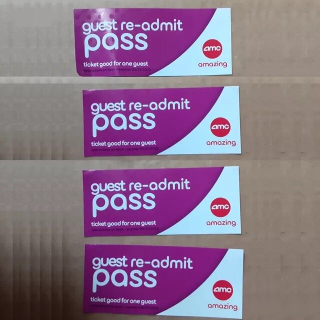 AMC GUEST RE-ADMIT PURPLE MOVIE THEATRE TICKET PASS DOLBY IMAX 3D READMIT PASSES