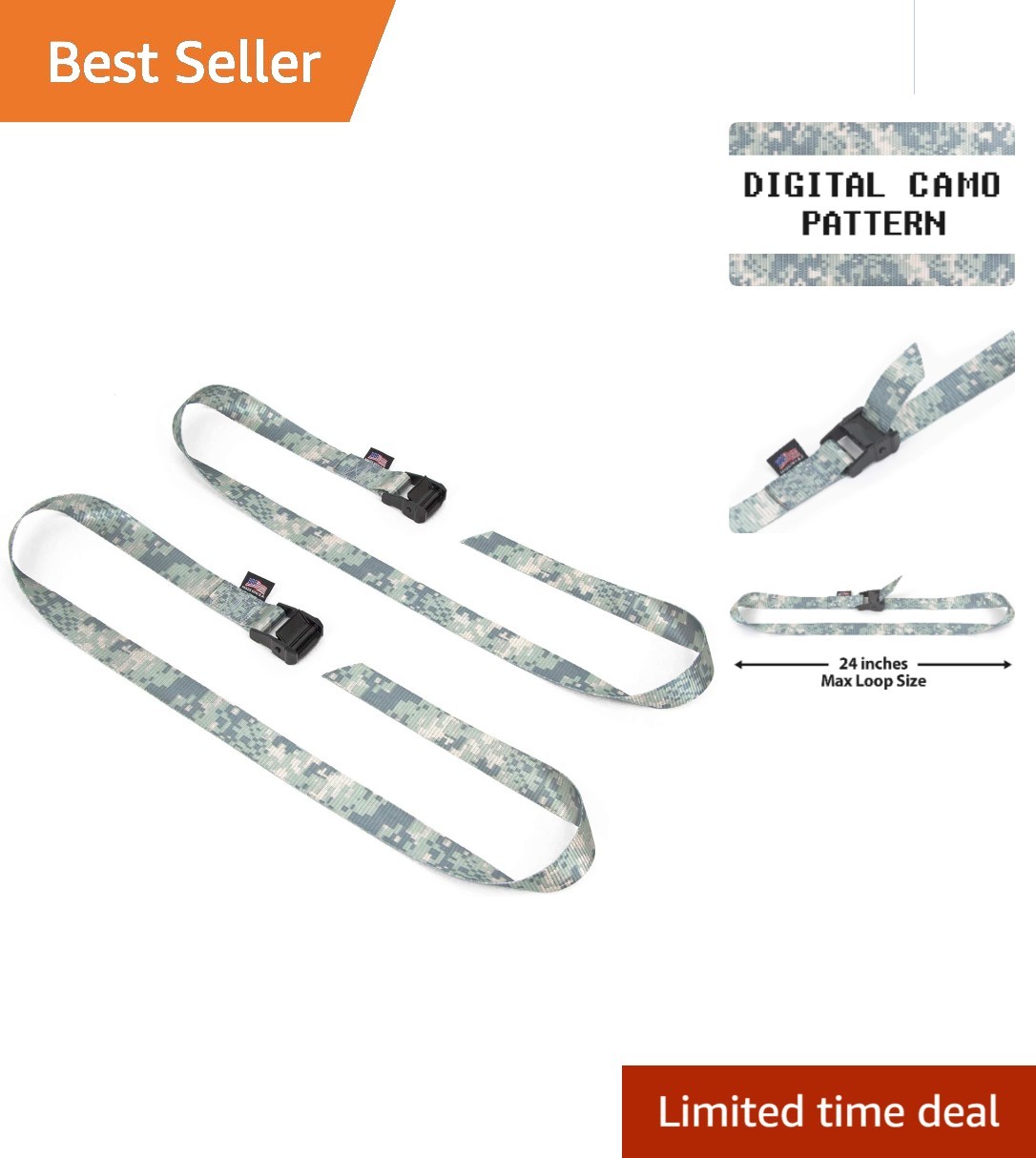 Reliable 1.5in x 4ft Heavy-Duty Straps - 300 lb Cam Buckle - Ideal for Outdoors