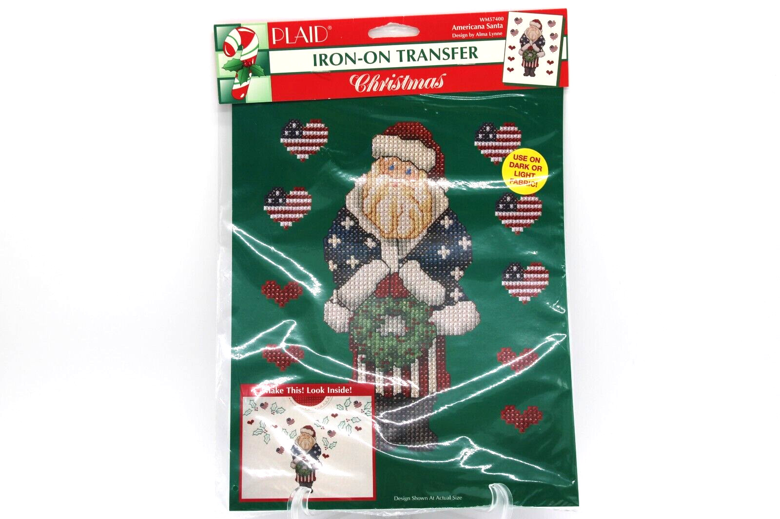VTG Americana Santa Christmas Iron On Transfer 1995 Plaid WM57400 Patriotic NEW