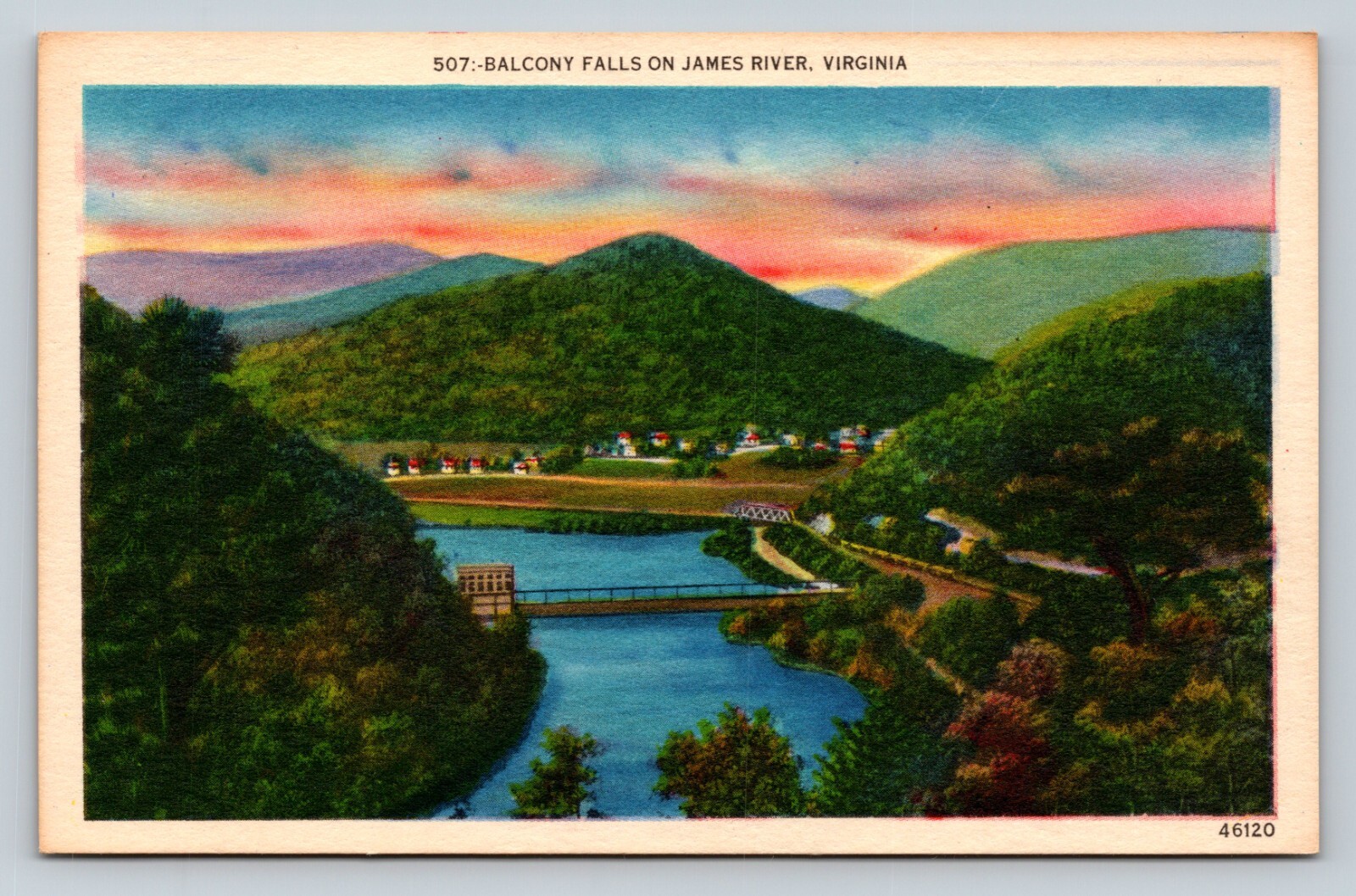 Balcony Falls On James River Virginia VA Bridge VINTAGE Postcard