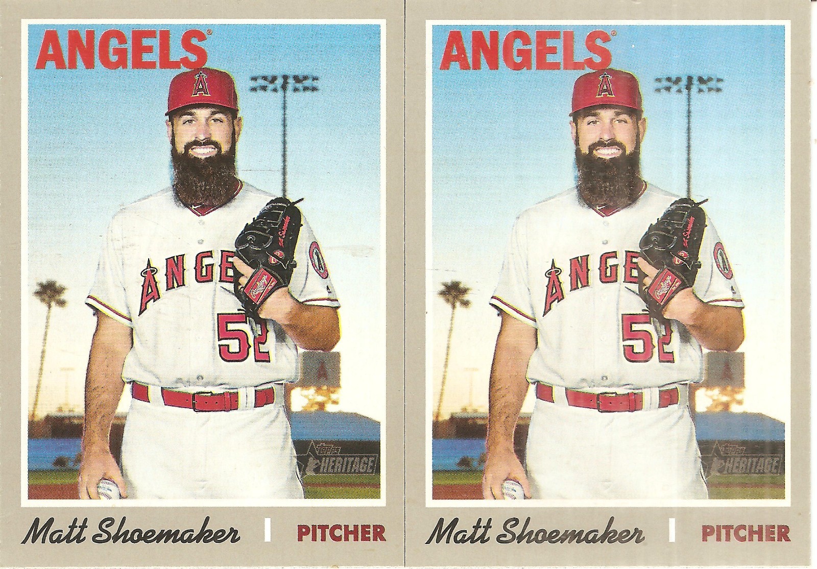 2 CARD 2019 TOPPS HERITAGE MATT SHOEMAKER BASEBALL CARD LOT