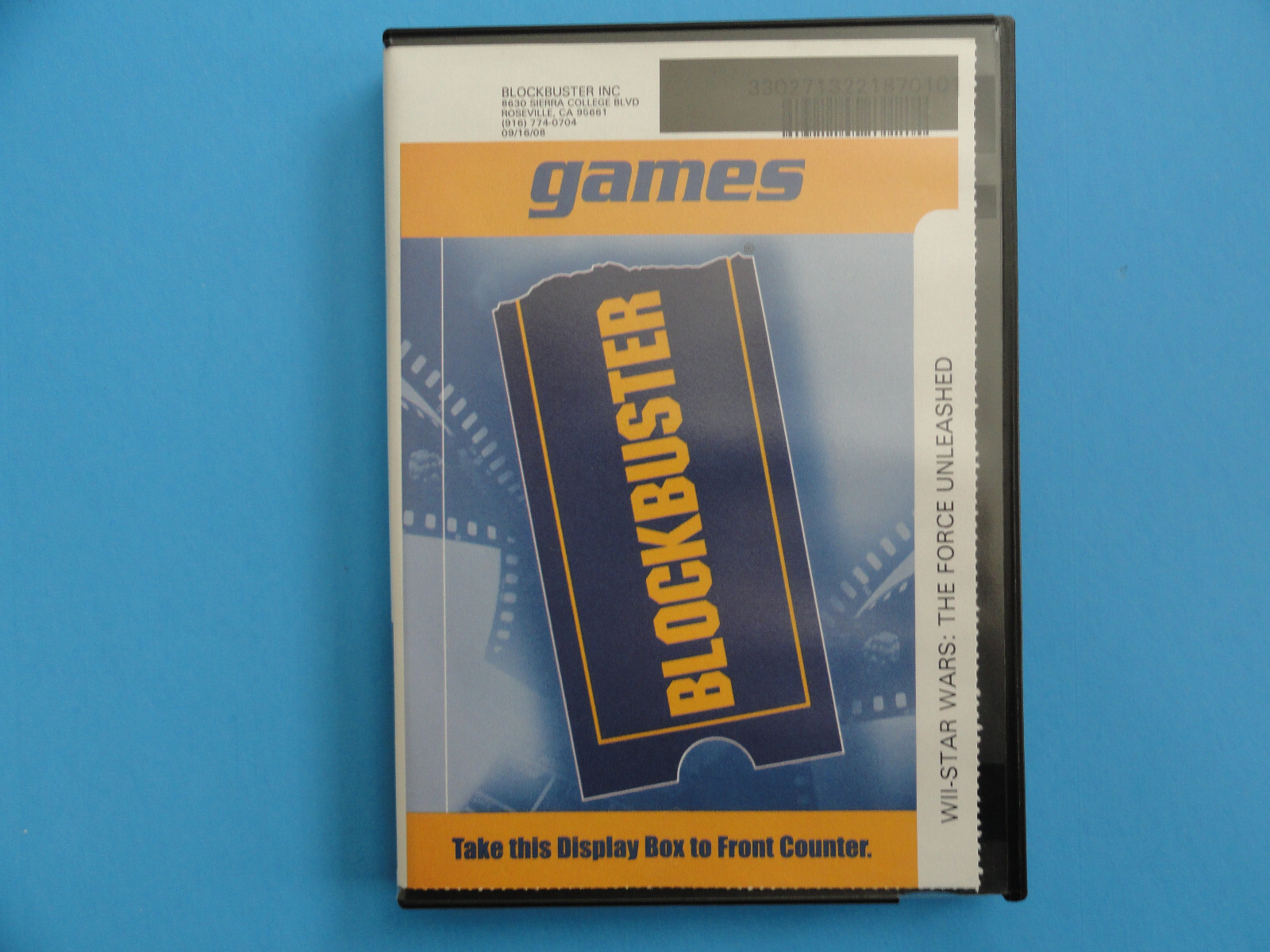 NINTENDO WII STAR WARS: THE FORCE UNLEASHED BLOCKBUSTER VIDEO GAME RENTAL CASE