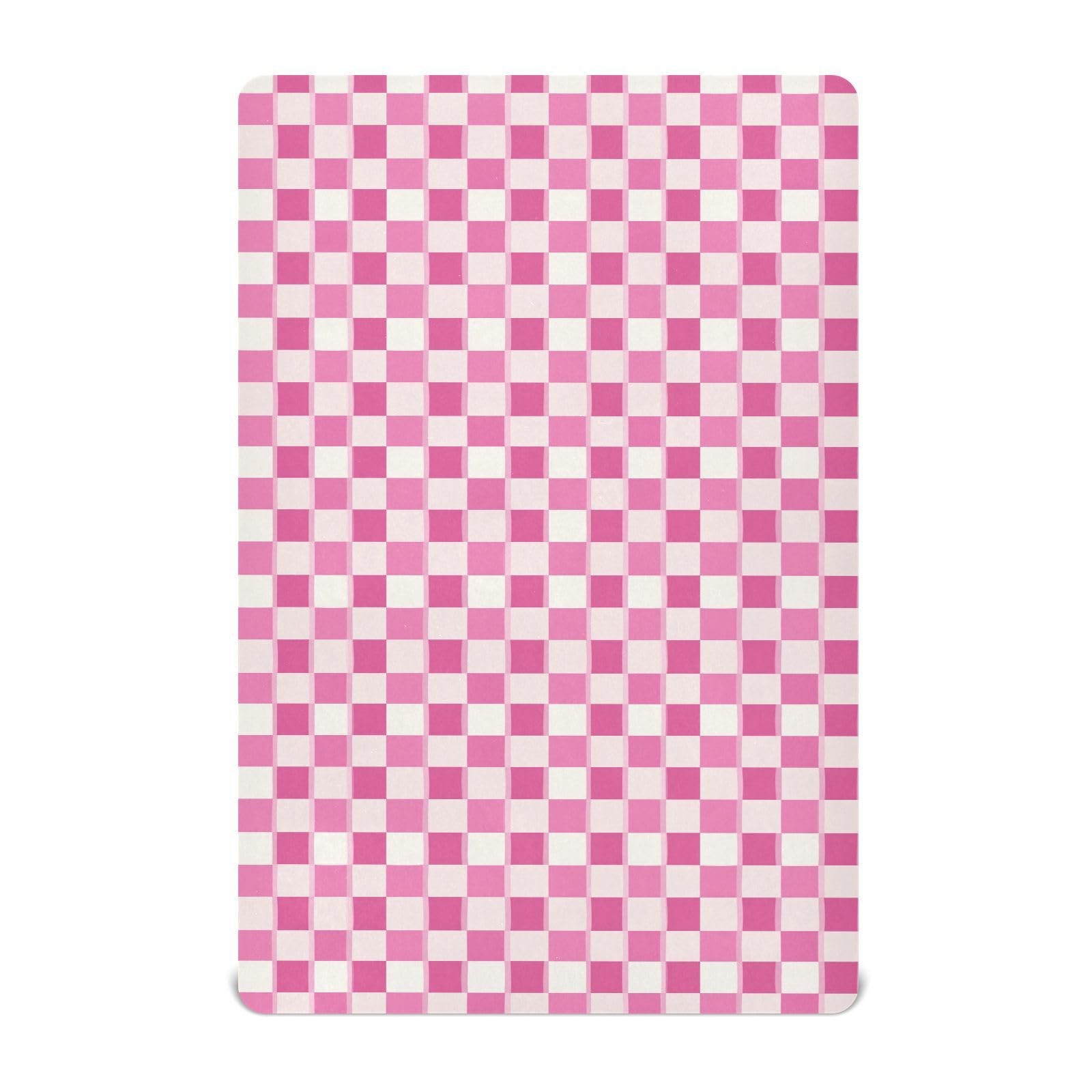 Pink Checkered Fitted Crib Sheet Stretchy Fits 52x28 Inch Mattress