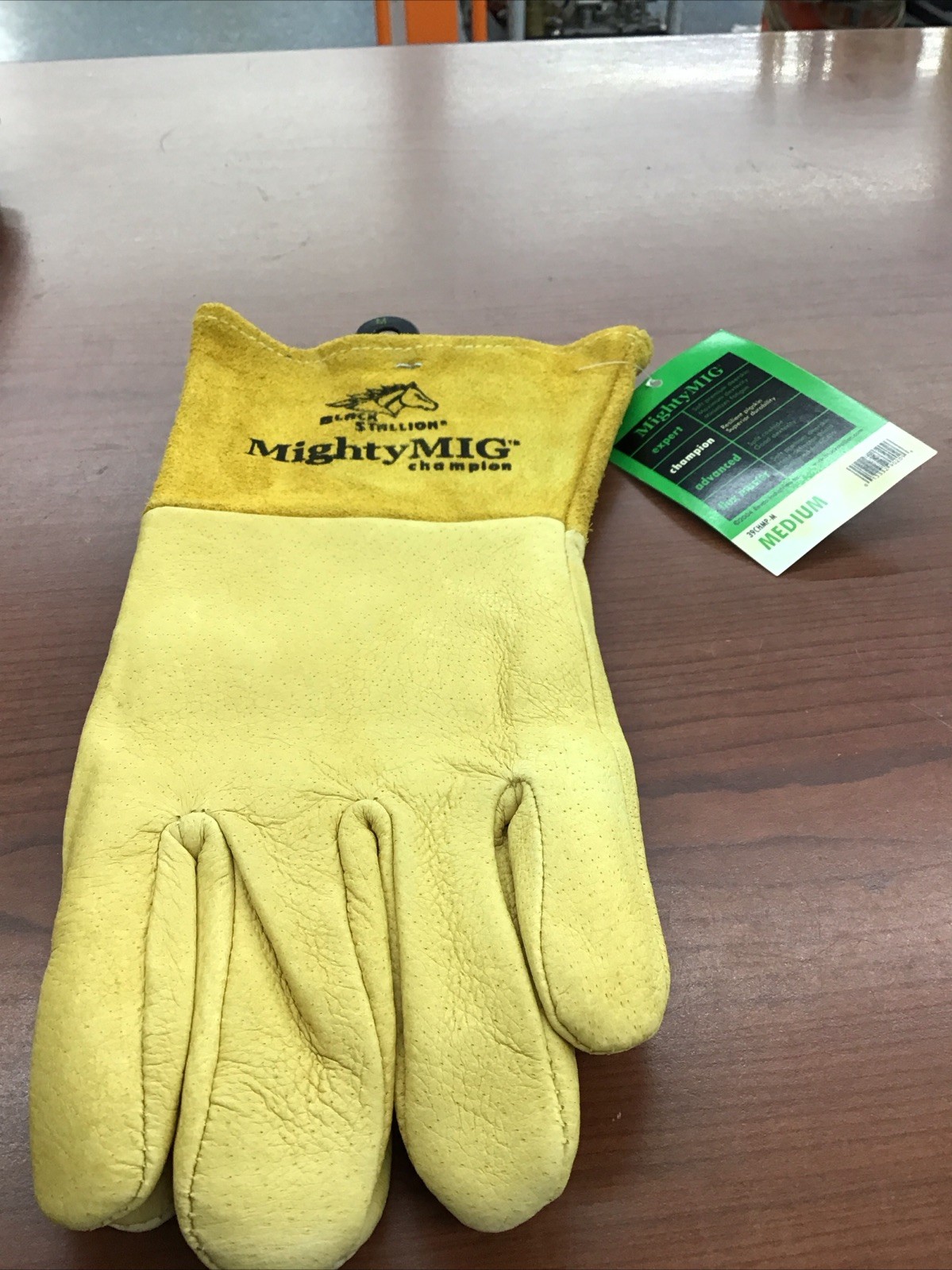 Black Stallion Mighty MIG 39CHMP Tan Premium Pigskin MIG Welding Gloves Medium