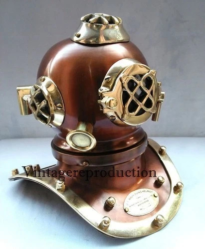 6" Copper & Brass Diving Helmet – Vintage Nautical Marine Replica, Antique Ship