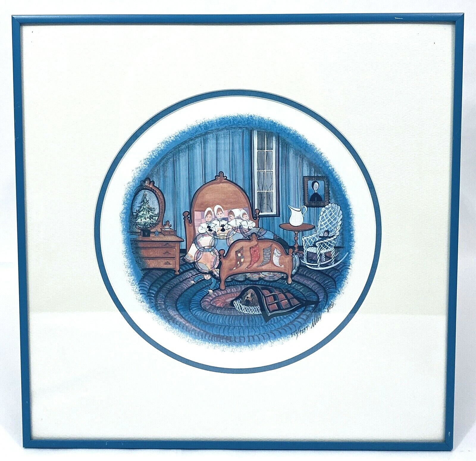 P Buckley Moss Framed Print The Night Before Christmas # 372 / 9297 Gift S/N