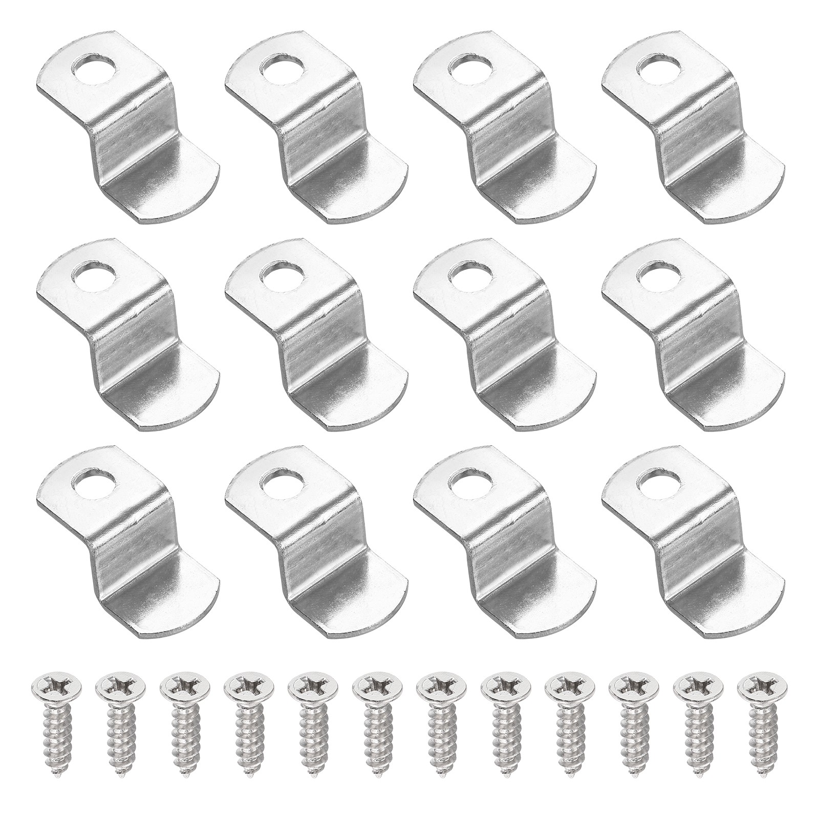 12Pcs 3/8" Offset Canvas Clips with Holes Include 12 Screws, Silver Tone