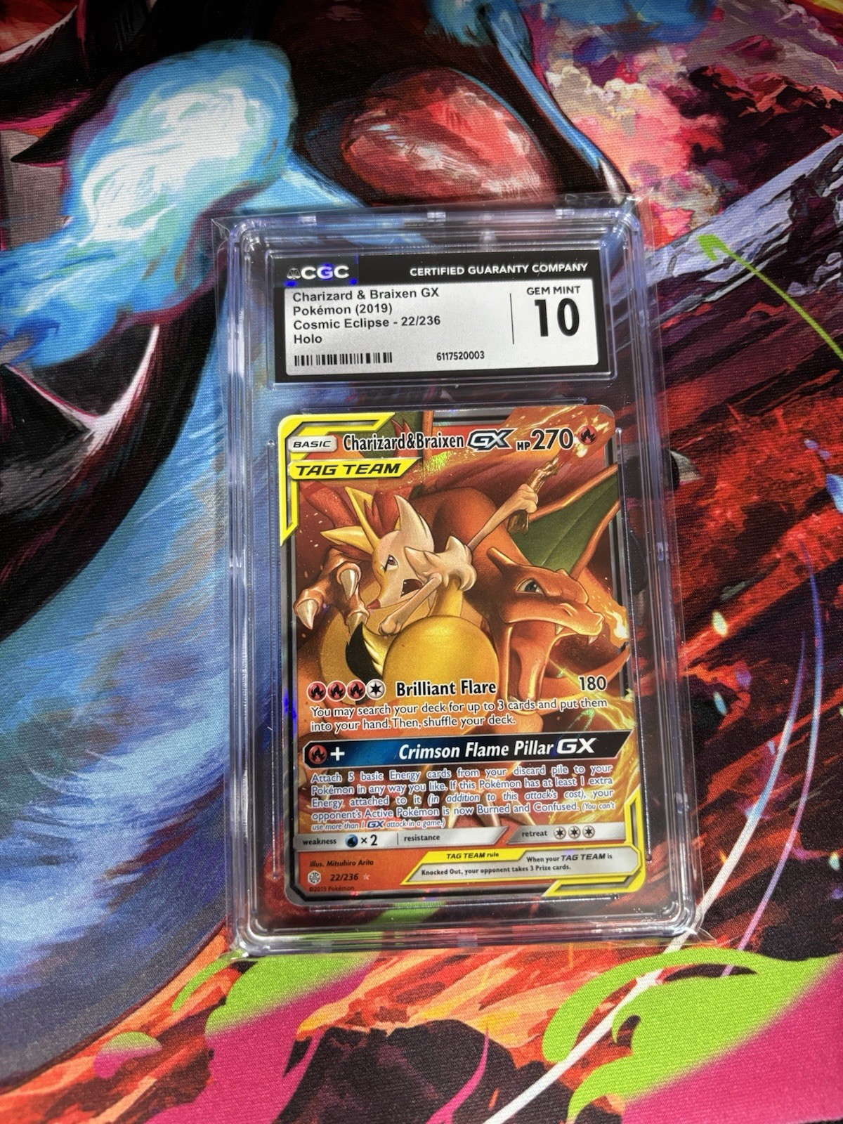 Charizard And Braixen GX 22/236 Cosmic Eclipse Holo English CGC Gem Mint 10