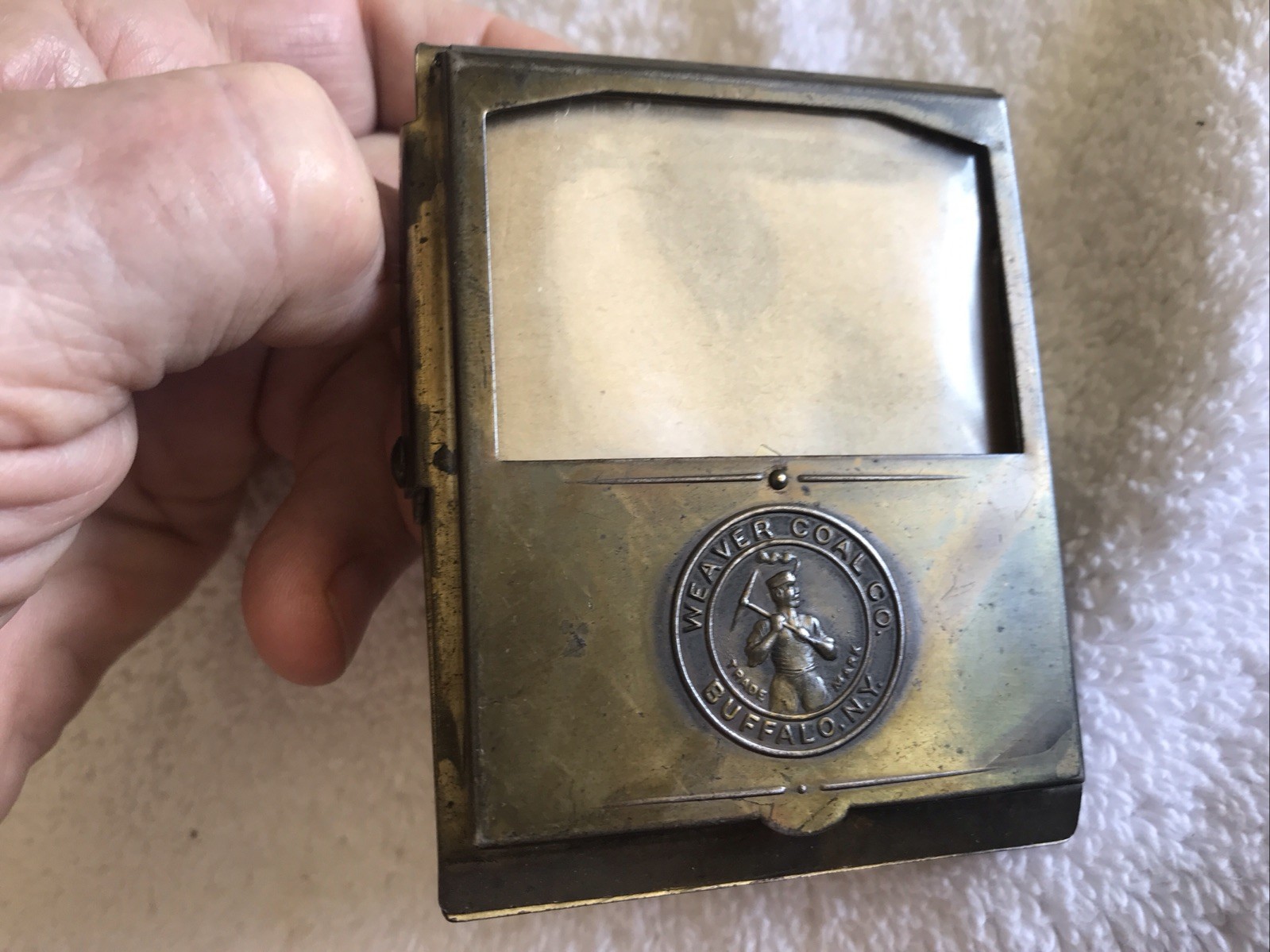WEAVER COAL COMPANY VINTAGE BRASS CLIP, BUFFALO, NEW YORK