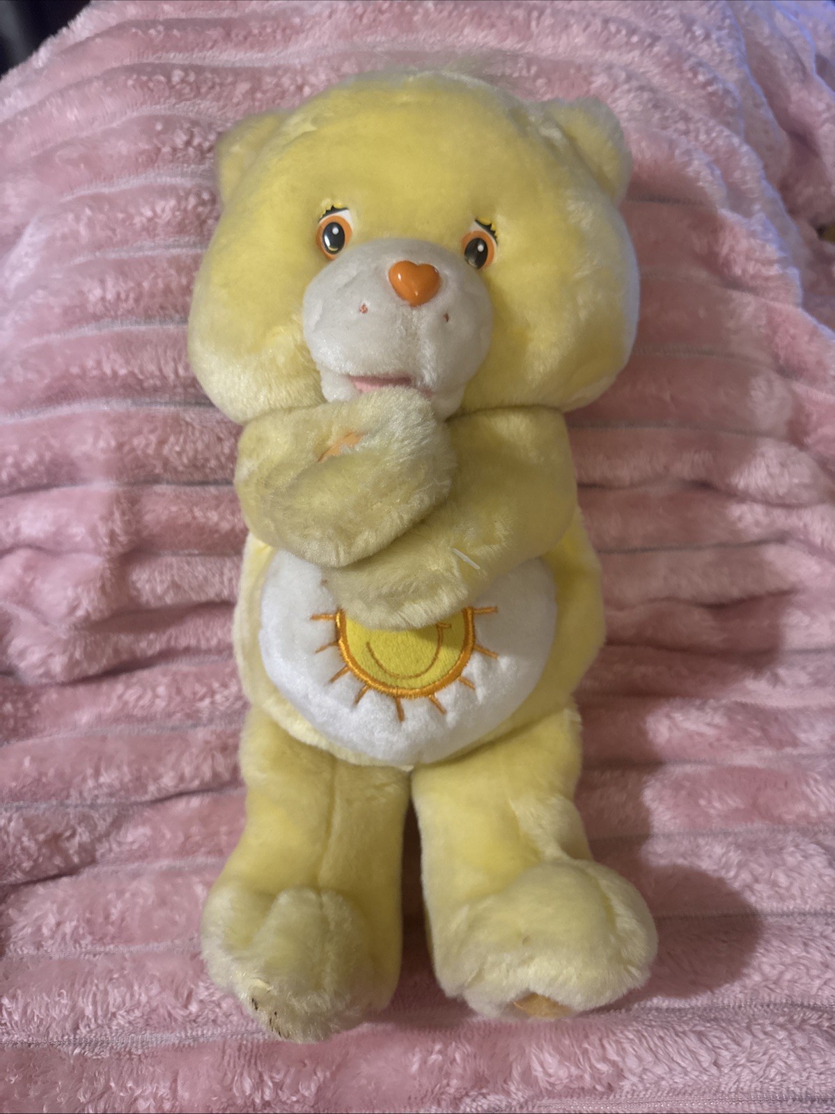 Care Bears Plush Stuffed Funshine Bear 14" 2004 Magnetic Hands (no voice)