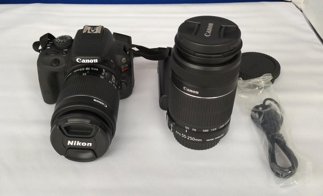 Canon EOS Kiss X7 DSLR Camera Double Zoom Kit 18MP APS-C Used From Japan