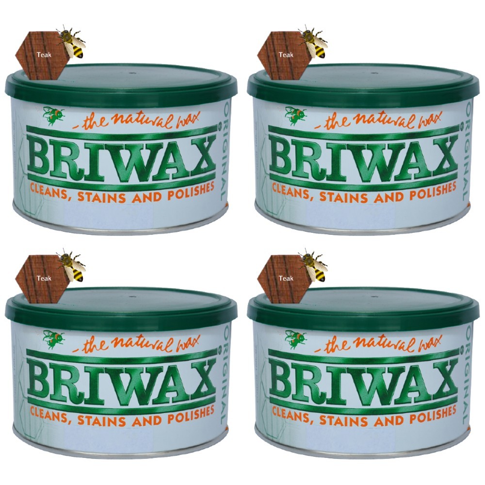 16 Oz. Teak Furniture Wax Polish by Briwax - Cleans Stains and Polishes (4 Pack)
