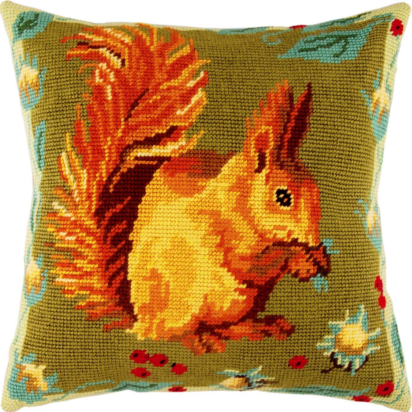 Ferine Needlepoint Kit for Adults and Beginners — Squirrel 16″ × 16″ with Cle...