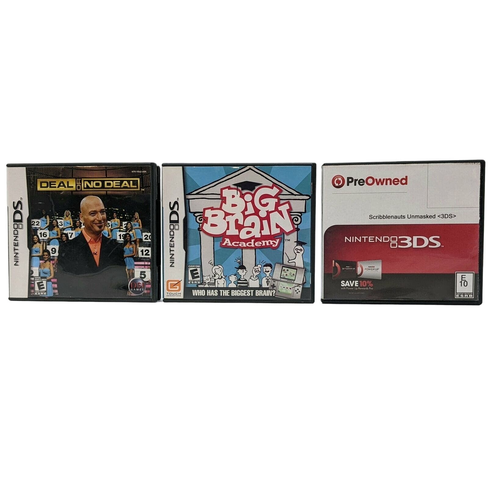 3 Game DS 3DS Big Brain Scribblenauts - Pre-Owned Lot