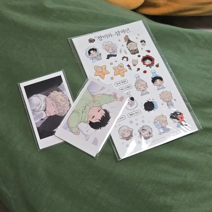 Rose & Champagne Polaroid Stickers, Set of 2, Unopened