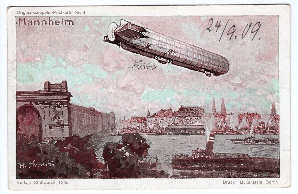 Zeppelin/Airmail Ak Stollwerck No 4 Zeppelin Over Mannheim Used (FA0662