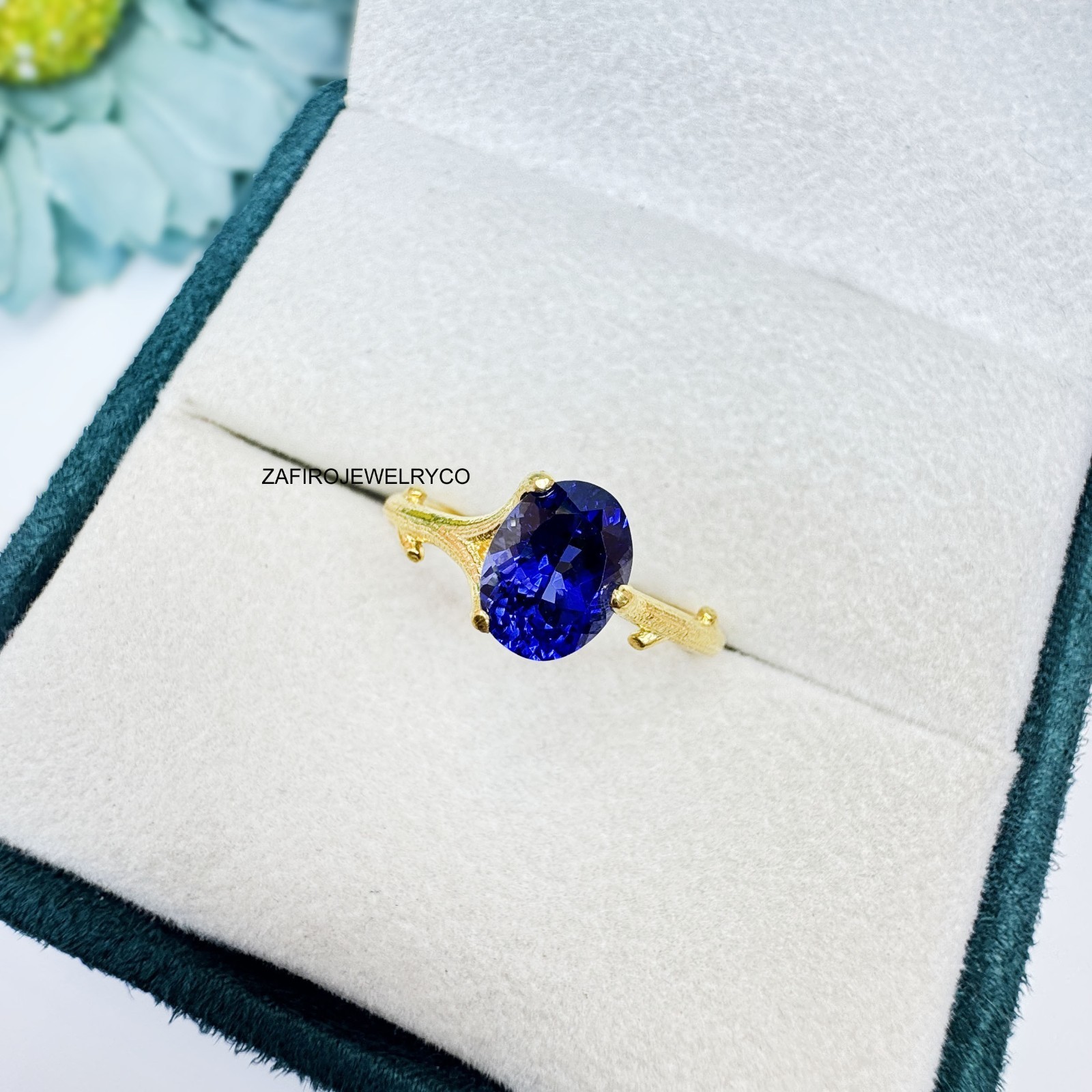 Blue Sapphire Ring, 925 Sterling Silver, Wedding Ring, Lab Created Sapphire