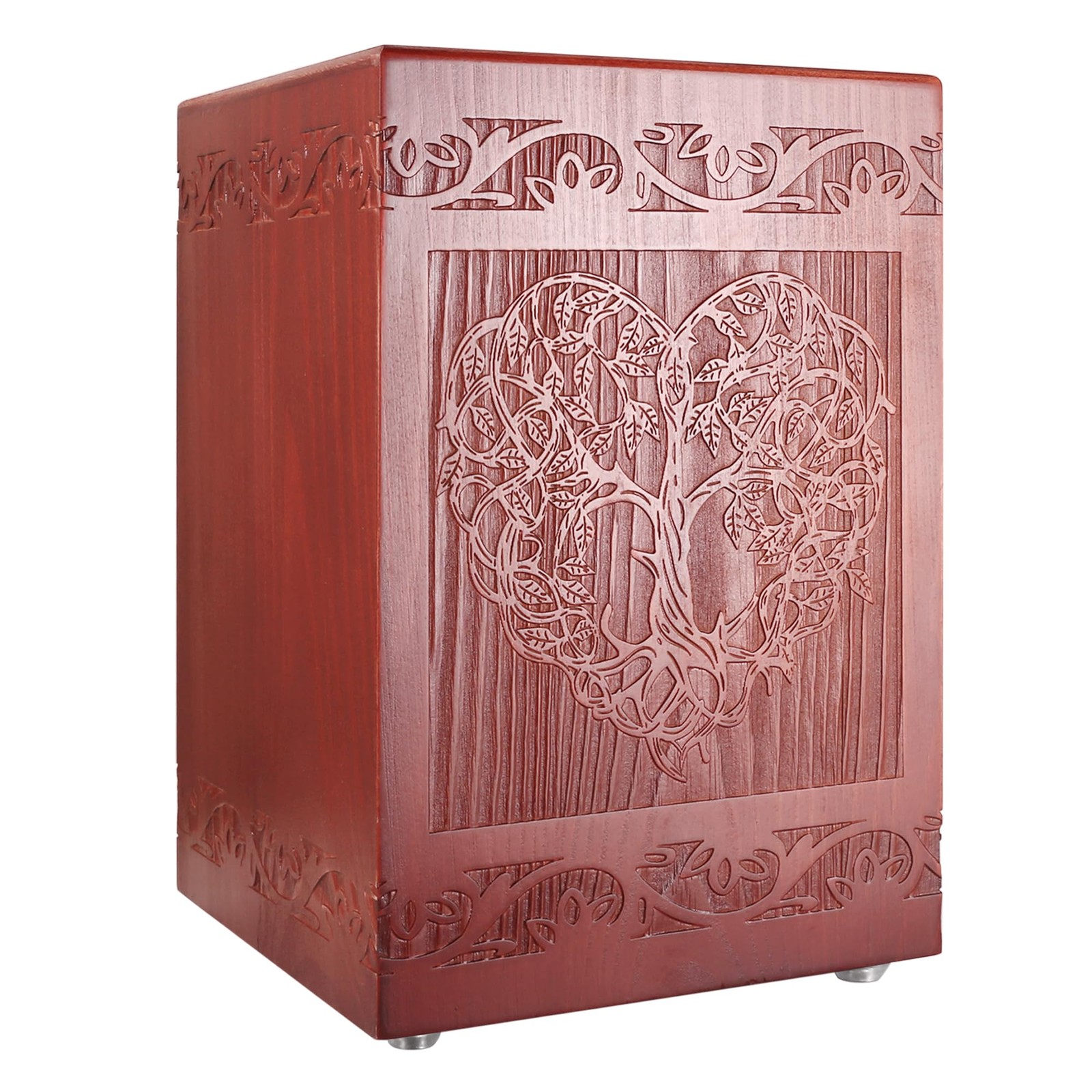Wooden Cremation Urn for Human, Wood Handmade Engraved Decorative Box, Funera...