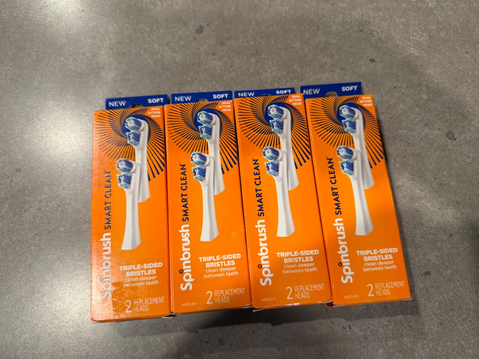 Lot of 4. Spinbrush Smart Clean Replacement Heads 2-Pack – Soft Bristles