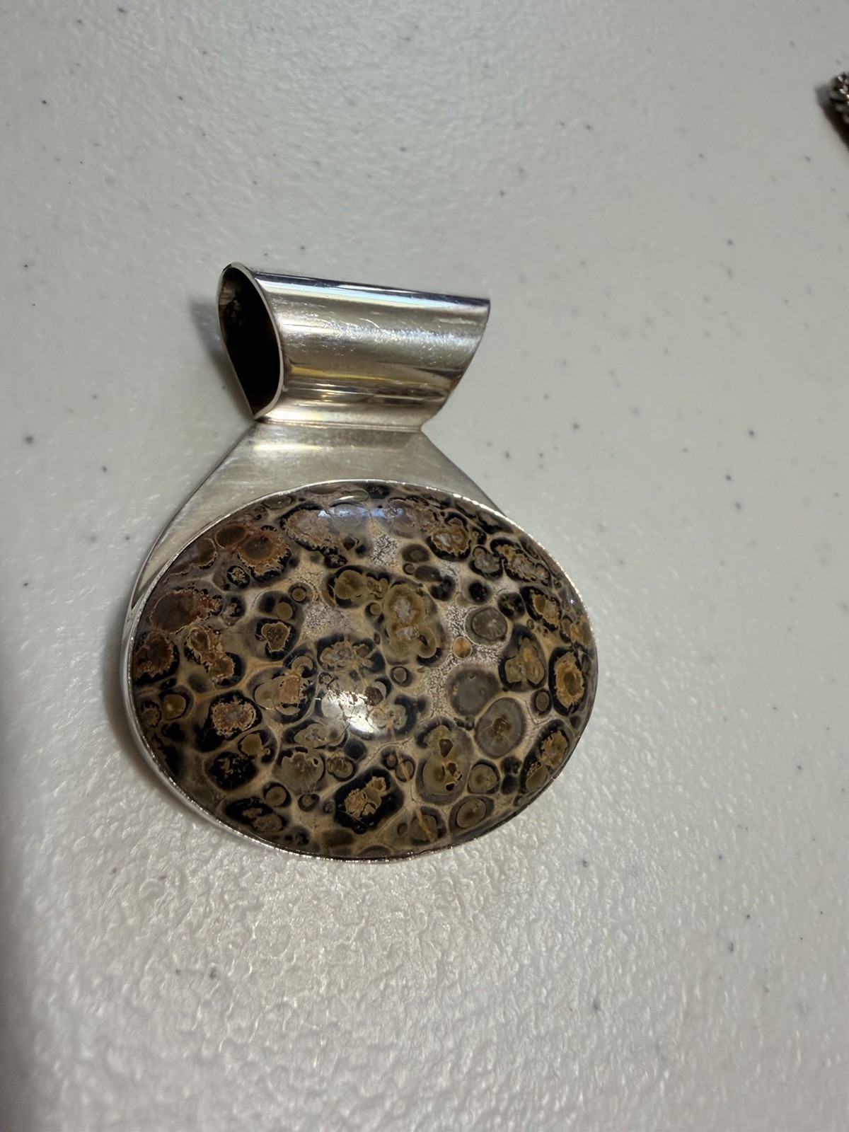 Southwestern Turritella Agate Signed Sterling Silver 925