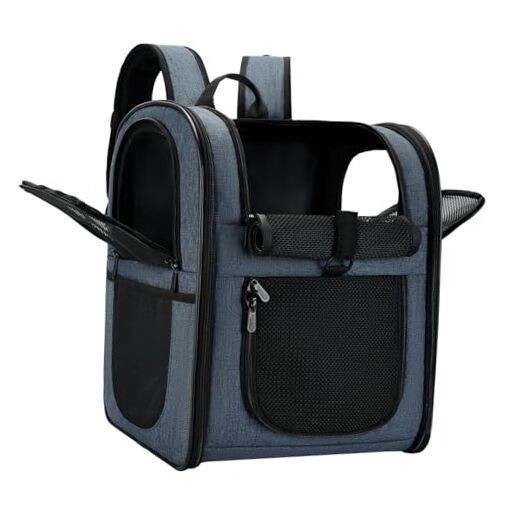  Dog & Cat Carrier Backpack for 4-18lb Pets - Ventilated Safe Design with Navy