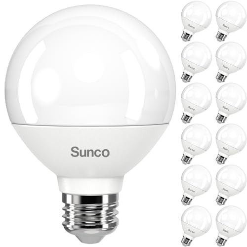 Sunco 12 Pack G25 LED Light Bulbs, Globe Vanity Lights for 5000k Daylight