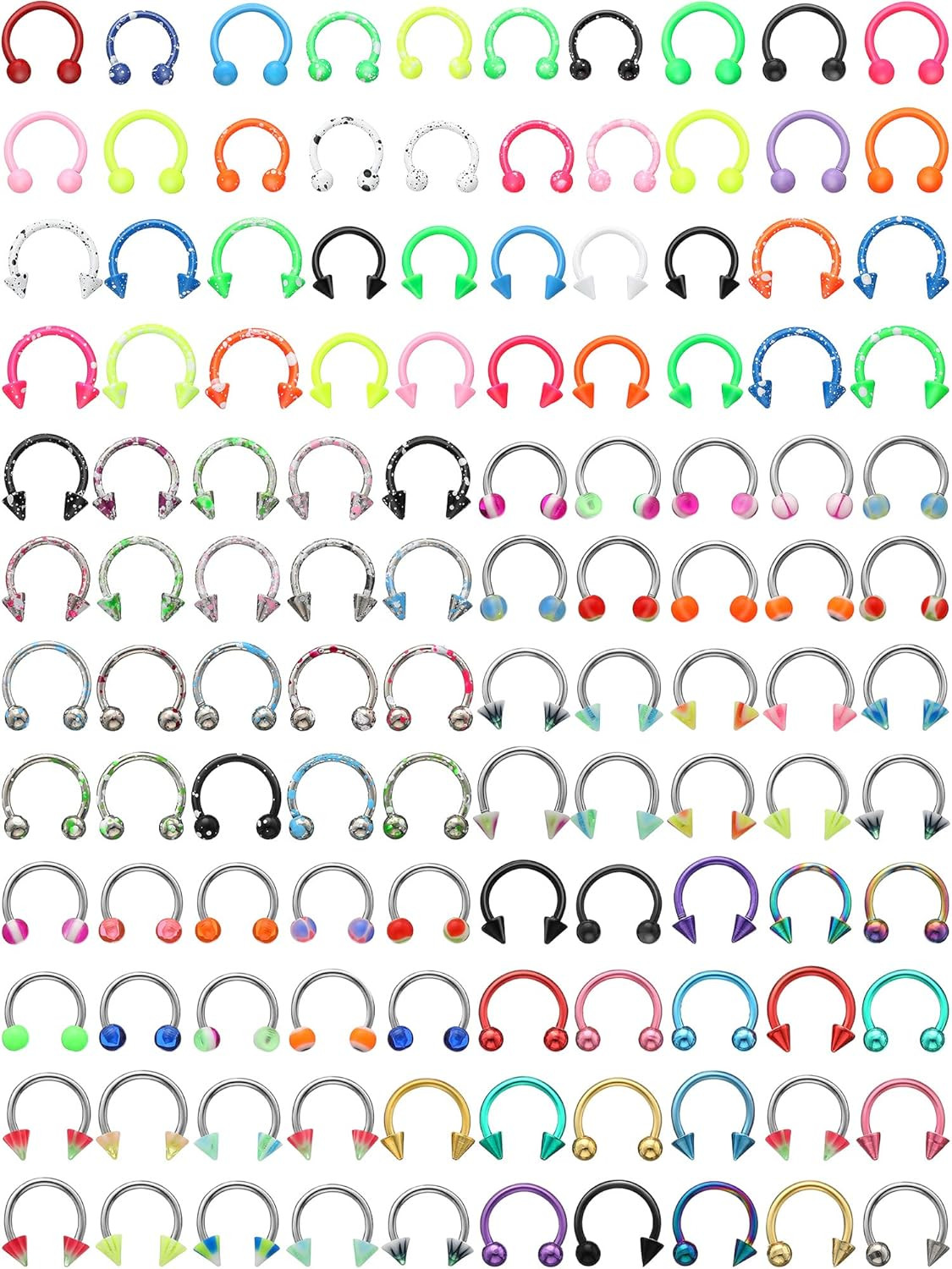 120 Pcs 5G Septum Rings Surgical Horseshoe Rings Stainless Steel Piercing Jewelr