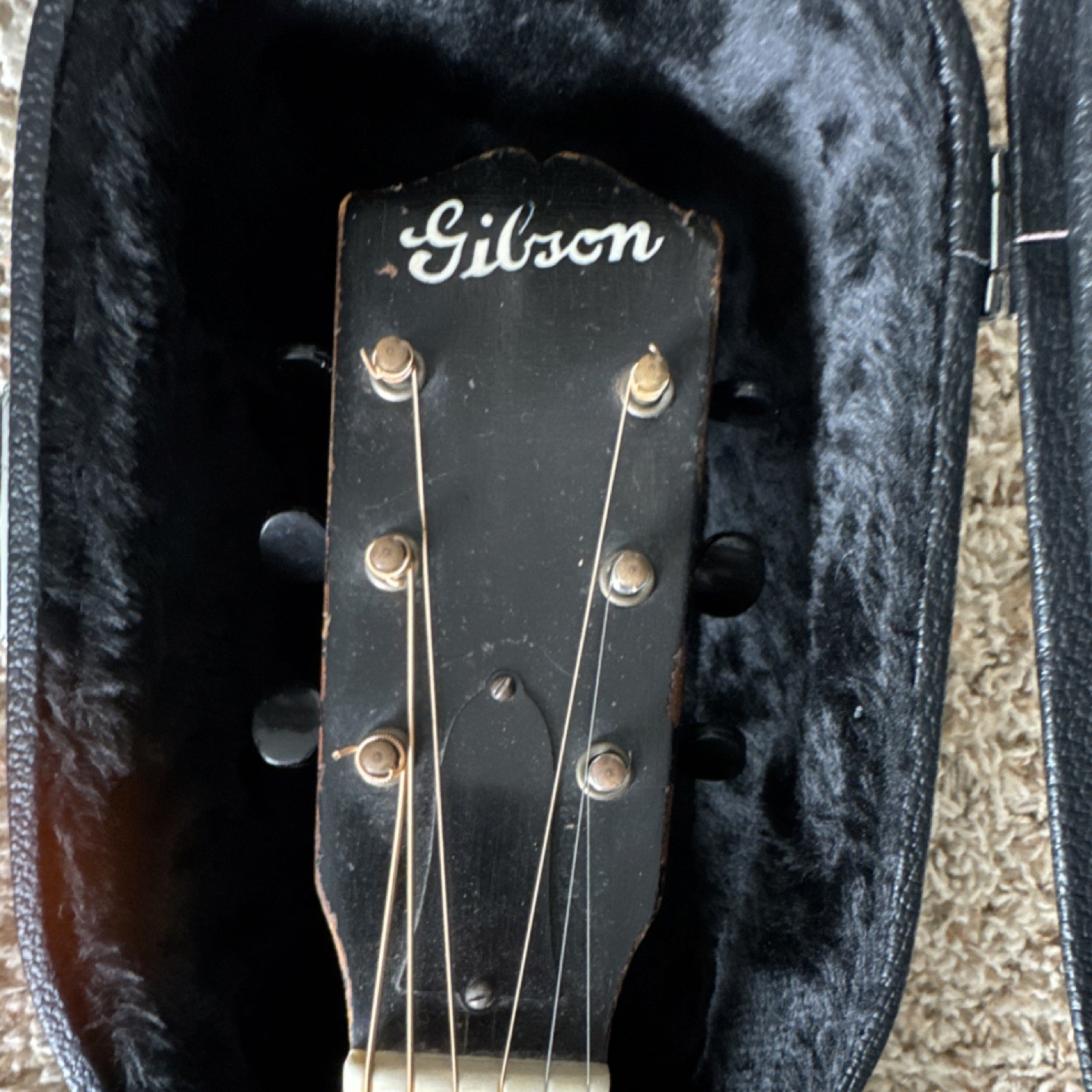 1935 Gibson Vintage Acoustic Guitar Flat Top 6 String Black with Case